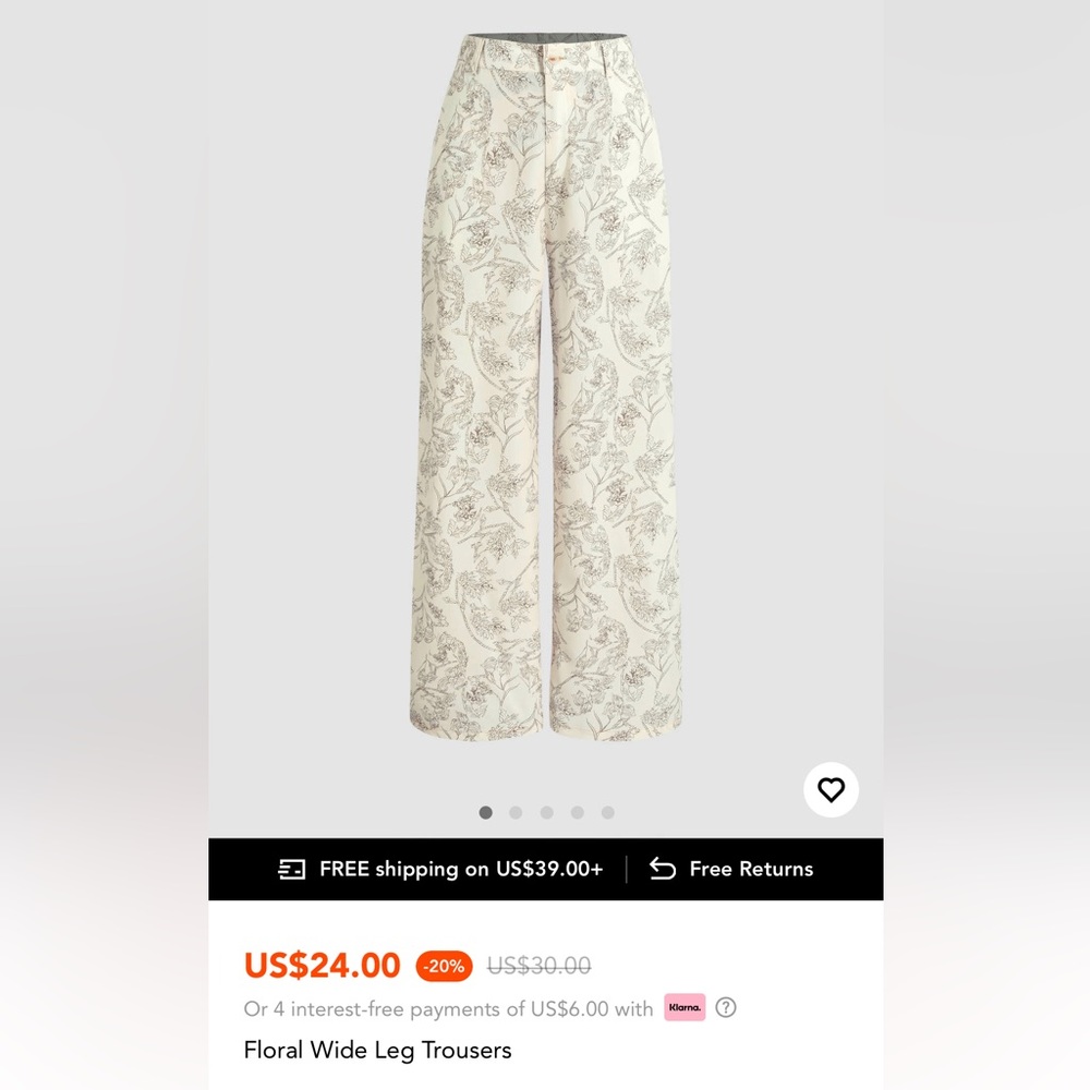 NWT Cider floral wide leg polyester trousers